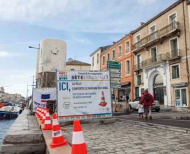 Photo du panneau des travaux de la ville de Sète - Felicitta Parc, stationnements et parking à Sète
